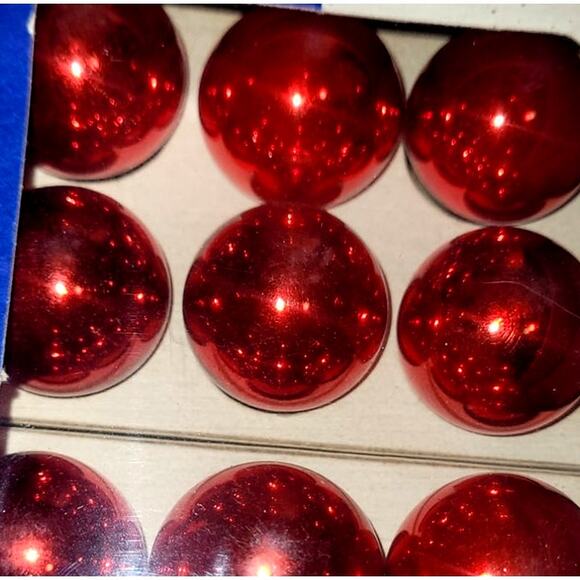 12 Vintage Mini American Made Shiny Brite Glass Red Christmas Ornaments - Picture 5 of 6